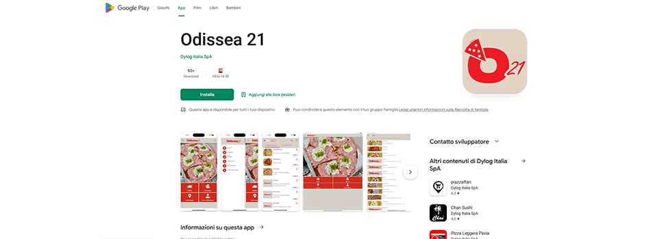 L'applicazione Odissea21 creata da Dylog e pubblicata su Google-Play